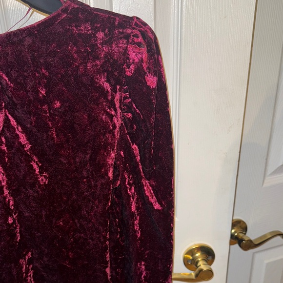 Primark Velvet Long Sleeve Top - Deep Red - Picture 7 of 10